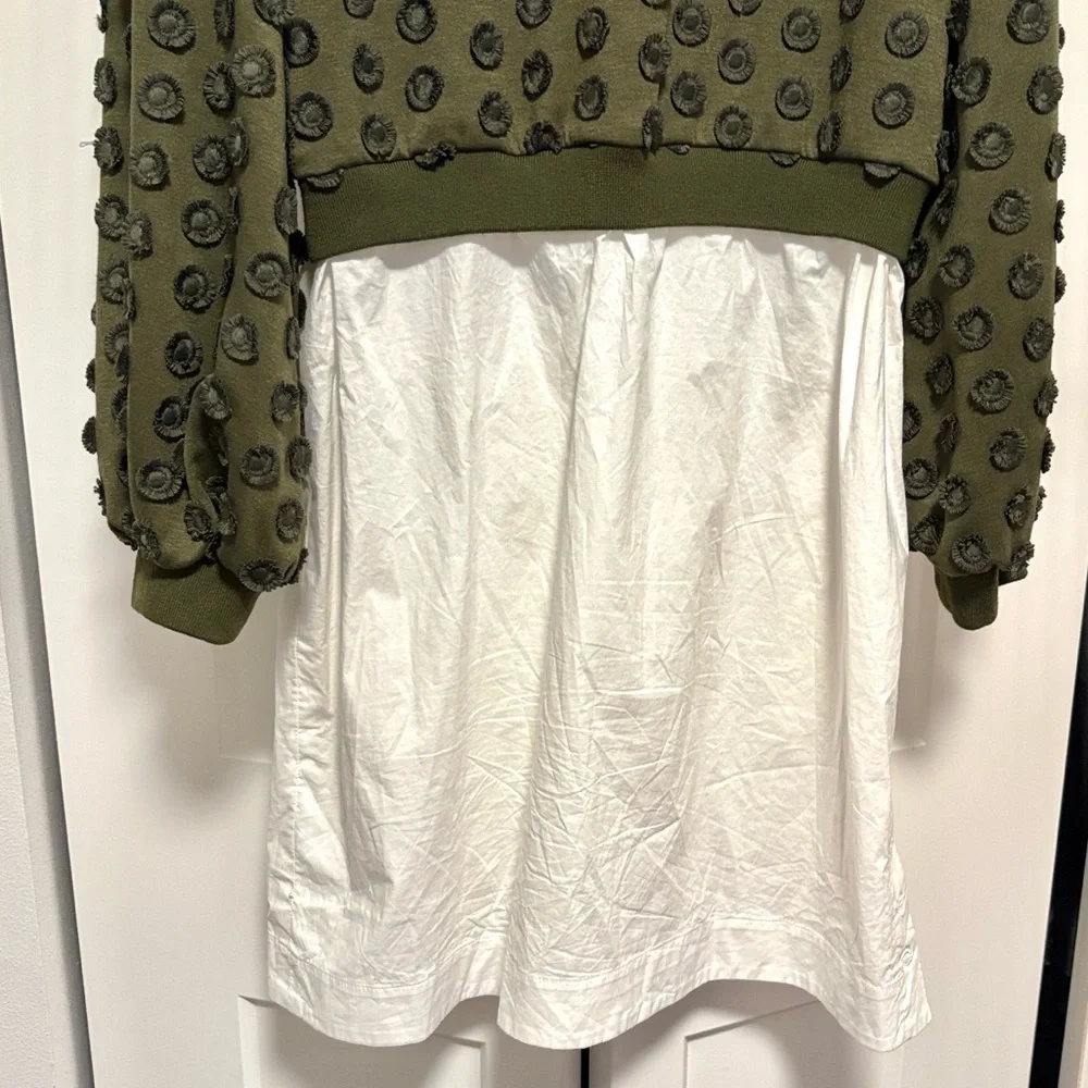 EUC [Pearl by Lela Rose] Poplin Embroidered Sweater Layer Combo Dress Women’s S - Picture 12 of 15